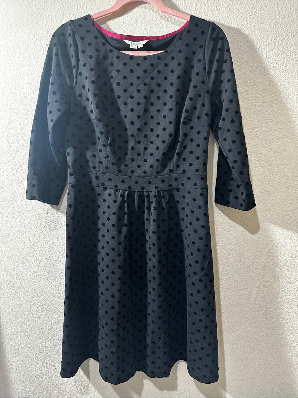 Boden Black Polka Dot Fit-and-Flare Dress